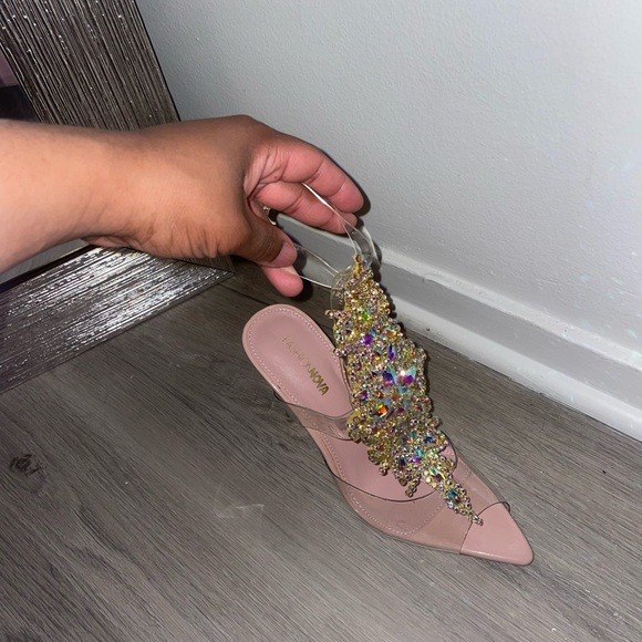 Fashion Nova Embellished Pink Clear Heels - Picture 4 of 5